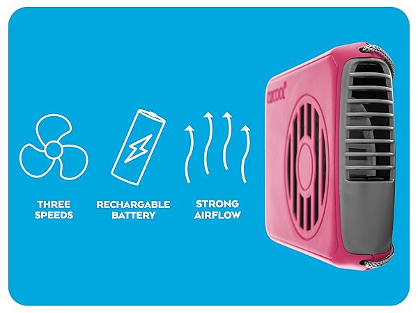 O2Cool RECHARGABLE Necklace Fan (Blue) - Fan