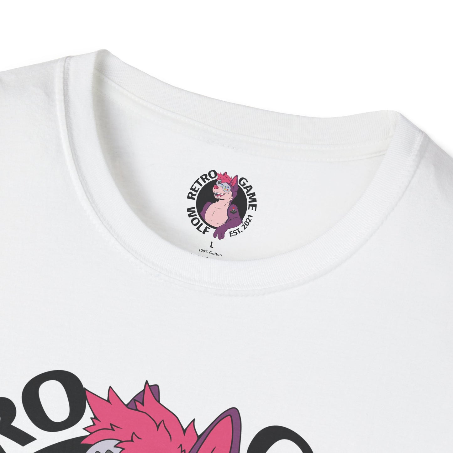 Retro Game Wolf Circle Logo T-Shirt
