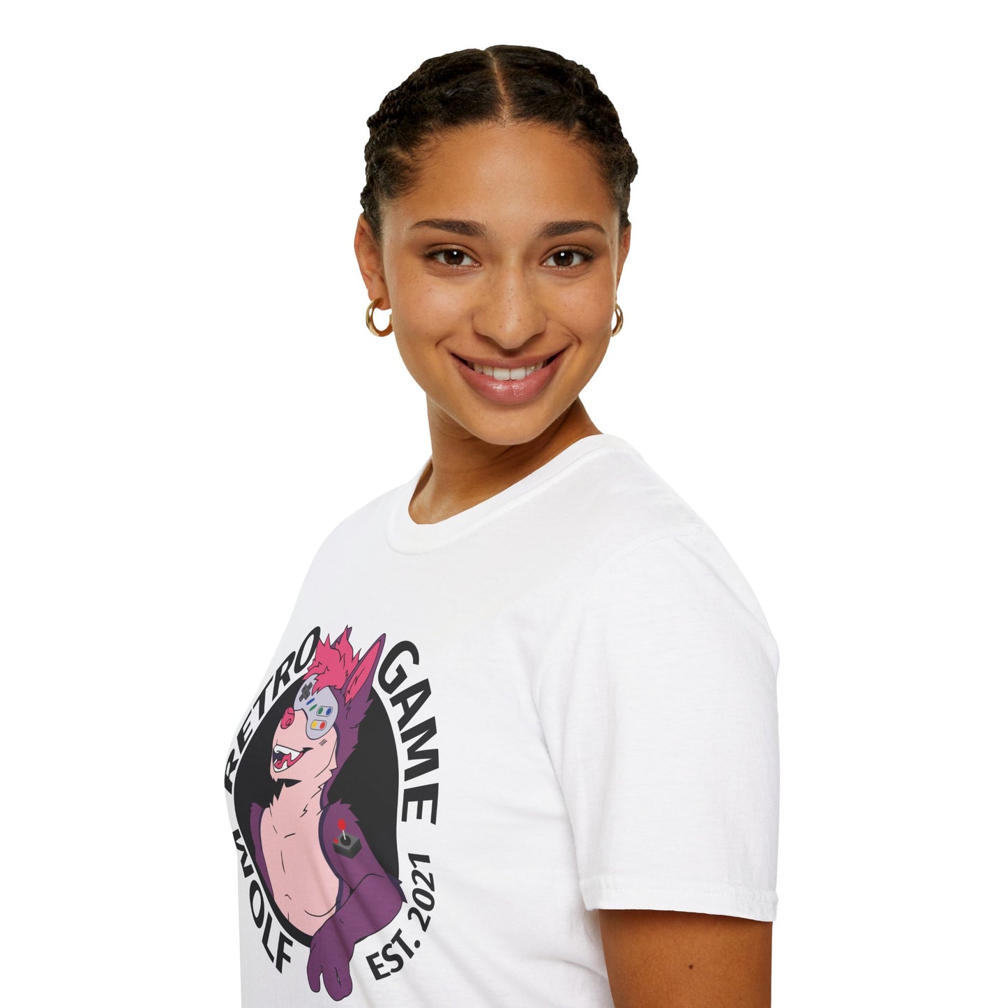 Retro Game Wolf Circle Logo T-Shirt