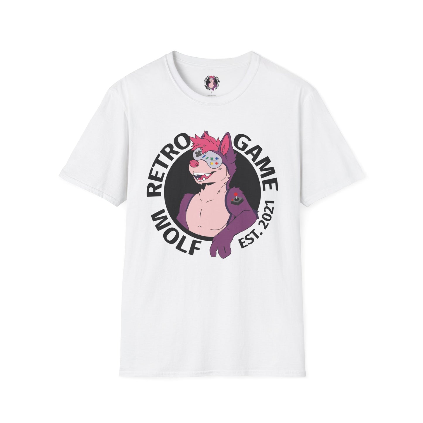 Retro Game Wolf Circle Logo T-Shirt