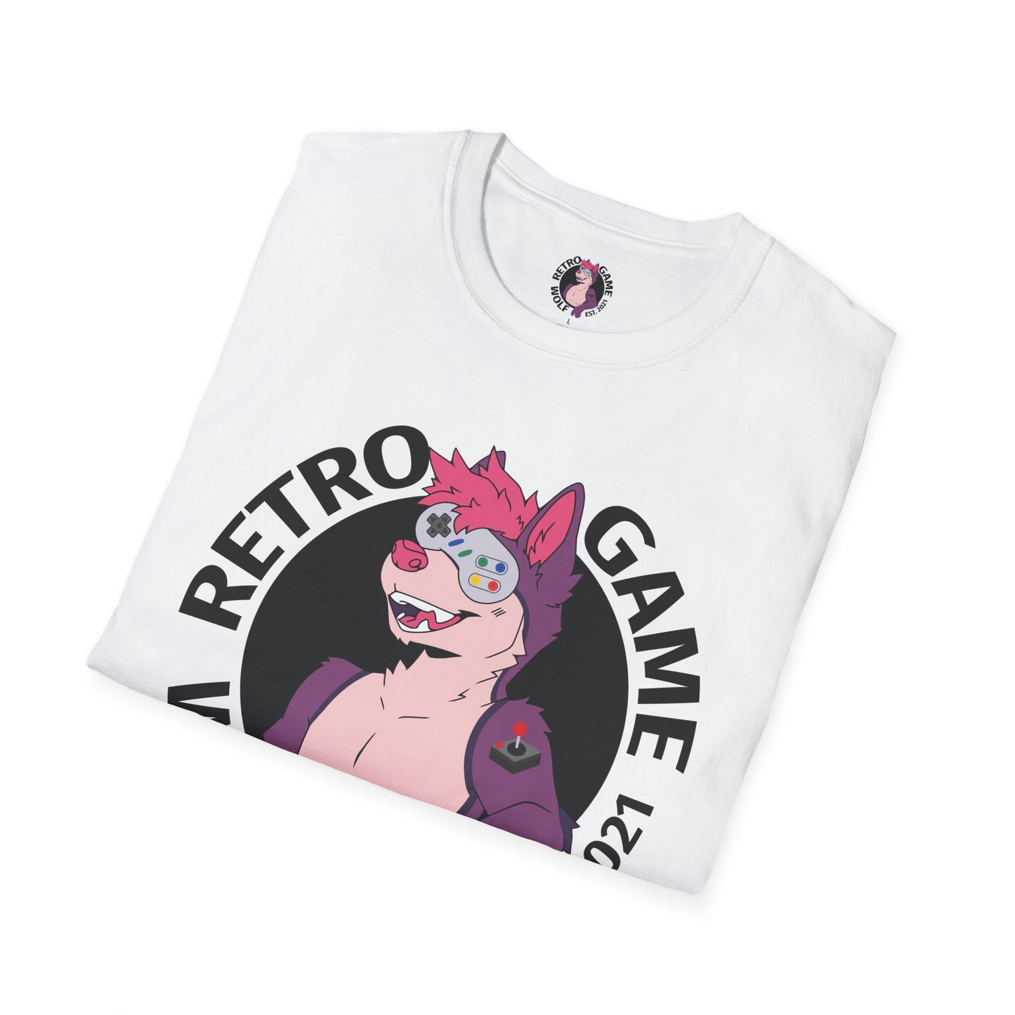Retro Game Wolf Circle Logo T-Shirt