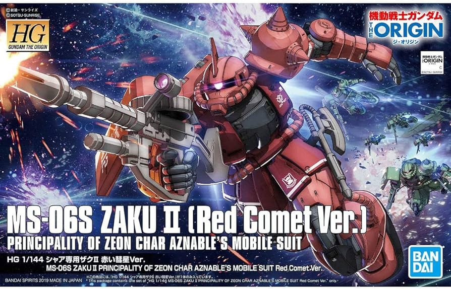 Bandai Gundam The Origin MS-06S Char's Zaku II Red Comet HG 1/144 Model Kit - Gundam